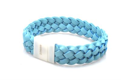 BRACCIALE LEATHER AZZURRA E CERAMICA