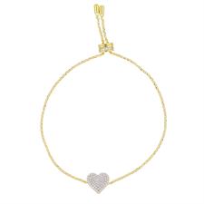 BRACCIALE CUORE DORATO SCORREVOLE ARGENTO 925°/°° ZIRCONI