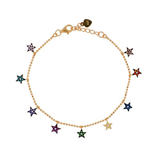 BRACCIALE PALLINO DIAM. ROSE' STELLINE PENDENTI ARGENTO 925°/°° ZK