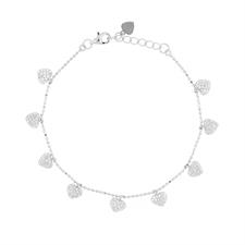 BRACCIALE PALLINO DIAM. RODIO CUORI PENDENTI ARGENTO 925°/°° ZK