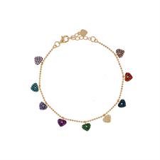 BRACCIALE PALLINO DIAM. ROSE' CUORI PENDENTI ARGENTO 925°/°° ZK