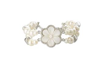 BRACCIALE CAMMEO FIORE PERLE ACQUA DOLCE IN ARGENTO 925°/°°