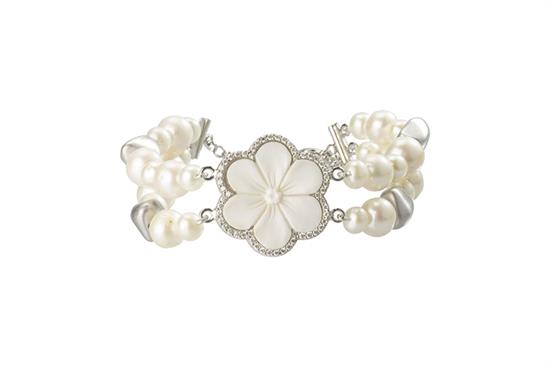 BRACCIALE CAMMEO FIORE PERLE ACQUA DOLCE IN ARGENTO 925°/°°