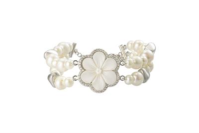 BRACCIALE CAMMEO FIORE PERLE ACQUA DOLCE IN ARGENTO 925°/°°