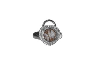 ANELLO CAMMEO 8MM LUCCHETTO IN ARGENTO 925°/°° E ZIRCONI