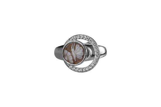 ANELLO CAMMEO 8MM CERCHIO ARGENTO 925°/°° E ZIRCONI