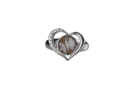 ANELLO CAMMEO 8MM CUORE ARGENTO 925°/°° E ZIRCONI