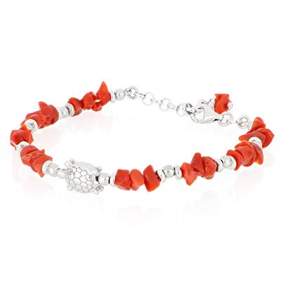 BRACCIALE ARMONICO CORALLO CENTRALE TARTARUGA IN ARGENTO 925°/°