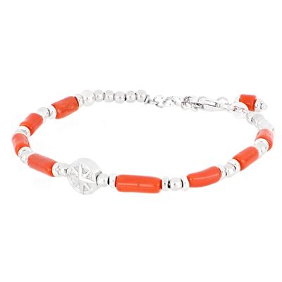 BRACCIALE ARMONICO CORALLO CENTRALE RDV IN ARGENTO 925°/°