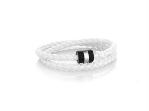 BRACCIALE CHIUSURA CILINDRO ACCIAIO BLACK TRECCI BIANCA