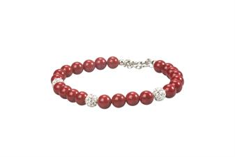 BRACCIALE SHELL RED CON 3 SFERE IN ARGENTO 925°/°°