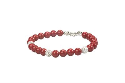 BRACCIALE SHELL RED CON 3 SFERE IN ARGENTO 925°/°°