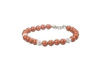 BRACCIALE SHELL ORANGE CORAL CON 3 SFERE IN ARGENTO 925°/°°