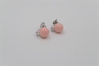 ORECCHINO LOBO SHELL PINK ROTONDE ZIRCONE E ARGENTO 925°/°°