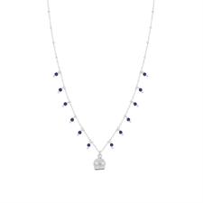 COLLANA ROSARIO MINI ZIRCONI CAMPANELLA PENDENTE ARGENTO 925°/°°