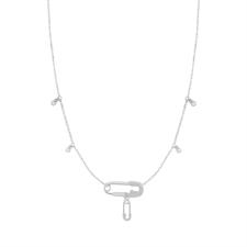 COLLANA CON CENTRALE SPILLA ZIRCONATA IN ARGENTO 925°/°°