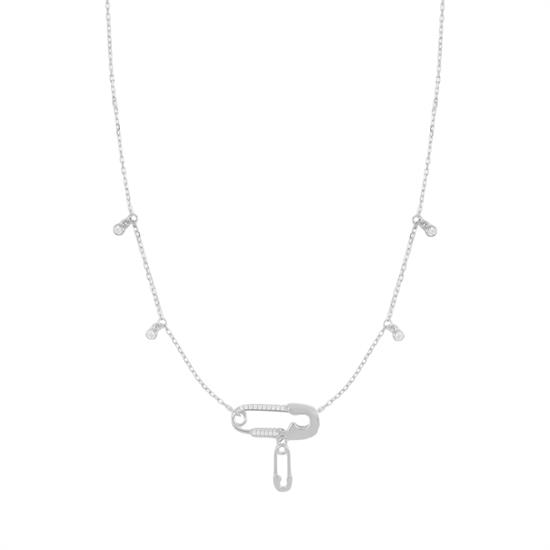 COLLANA CON CENTRALE SPILLA ZIRCONATA IN ARGENTO 925°/°°