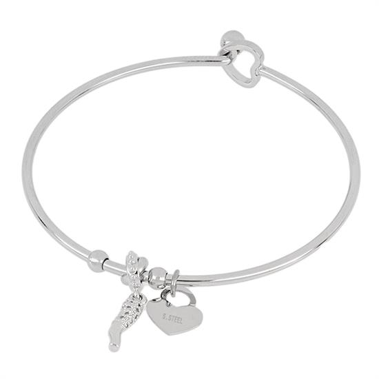 BRACCIALE MANETTA SILVER CON CORNETTO PAVE' IN ACCIAIO