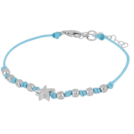 BRACCIALE PALLINI LAVORATI E STELLA MARINA ARGENTO 925°/°° CORDINO