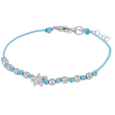 BRACCIALE PALLINI LAVORATI E STELLA MARINA ARGENTO 925°/°° CORDINO