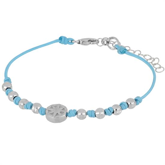 BRACCIALE PALLINI LAVORATI E RDV IN ARGENTO 925°/°° CORDINO