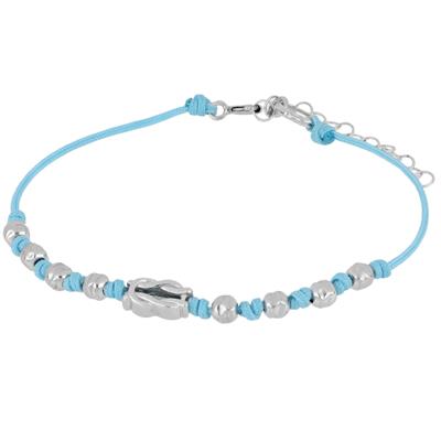 BRACCIALE PALLINI LAVORATI E NODO IN ARGENTO 925°/°° CORDINO