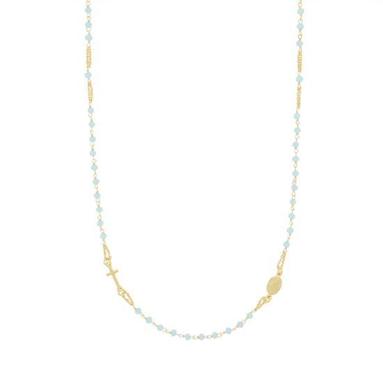 COLLANA ROSARIO GIROCOLLO AZZURRO IN ARGENTO 925°/°°