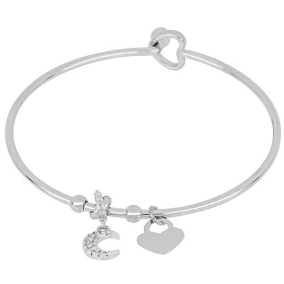 BRACCIALE MANETTA SILVER CON MEZZA LUNA PAVE' IN ACCIAIO