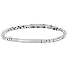 BRACCIALE CATENA VENZIANA BARRETTA TUBOLARE LINEA SMALTO IN ACCIAIO