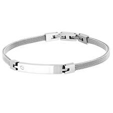 BRACCIALE MAGLIA MILANO IN ACCIAIO PLACCA CON ZIRCONE