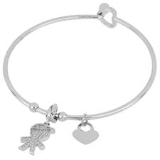 BRACCIALE MANETTA CON BIMBO PAVE' IN ACCIAIO