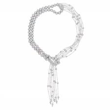 COLLANA NODO PERLE DI FIUME GRIGIE E SPINELLO ARGENTO 925°/°°