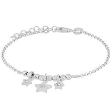 BRACCIALE PALLINI SLASH E STELLE CON ZIRCONE IN ARGENTO 925°/°°