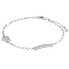 BRACCIALE BIMBO TAGHETTA E CUORE ZIRCONATO IN ARGENTO 925°/°°