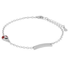 BRACCIALE BIMBO TARGHETTA COCCINELLA SMALTO ZIRCONI ARGENTO 925°/°°