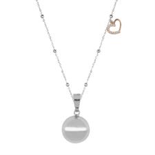 COLLANA CHIAMA ANGELI SFERA LISCIA BRASS E CUORE TRAFORATO PAVE'