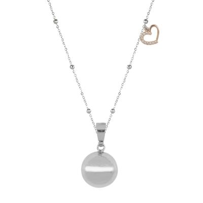 COLLANA CHIAMA ANGELI SFERA LISCIA BRASS E CUORE TRAFORATO PAVE'