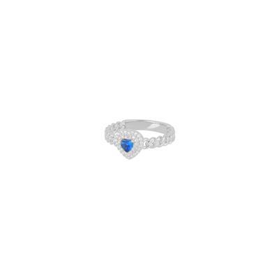 ANELLO GROUMETTA CUORE CENTRALE RODIO CZ BLUE ARGENTO 925°/°°