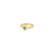 ANELLO GROUMETTA CUORE CENTRALE DORATO CZ VERDE ARGENTO 925°/°°