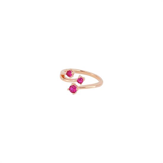 ANELLO TRE ZIRCONI ROSE' ZK FUCSIA CONTRARIE'IN ARGENTO 925°/°°