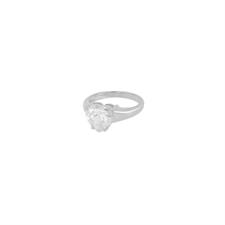 ANELLO CUORE TRE GRIFFE RODIO ZIRCONE BIANCO IN ARGENTO 925°/°°