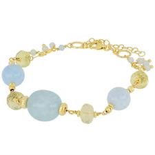 BRACCIALE CON QUARZI LEMON GIADA ACQUAMARINA IN ARGENTO 925°/°°