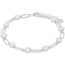 BRACCIALE MAGLIE OVALI E ZIRCONI IN ARGENTO 925 °/°°