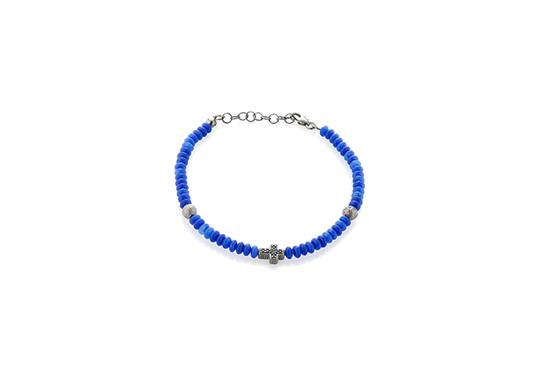 BRACCIALE CROCE AGATA DARK BLUE IN ARGENTO 925°/°°