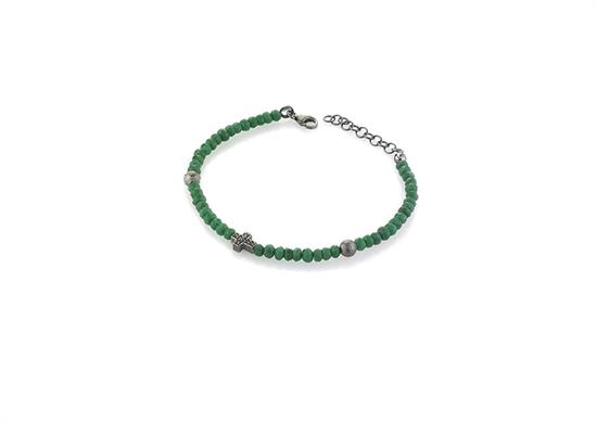 BRACCIALE CROCE AGATA VERDE IN ARGENTO 925°/°°