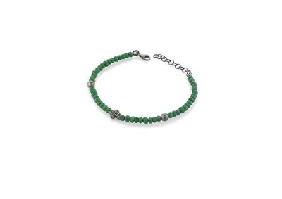 BRACCIALE CROCE AGATA VERDE IN ARGENTO 925°/°°