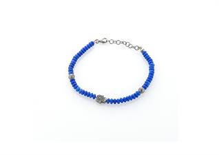 BRACCIALE MANO DI FATIMA AGATA DARK BLUE IN ARGENTO 925°/°°