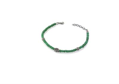 BRACCIALE MANO DI FATIMA AGATA VERDE IN ARGENTO 925°/°°