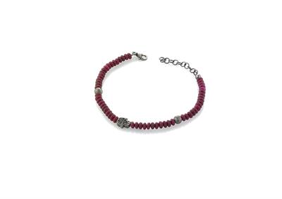 BRACCIALE MANO DI FATIMA AGATA BORDEAUX IN ARGENTO 925°/°°