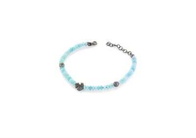 BRACCIALE ANCORA AGATA AZZURRA IN ARGENTO 925°/°°